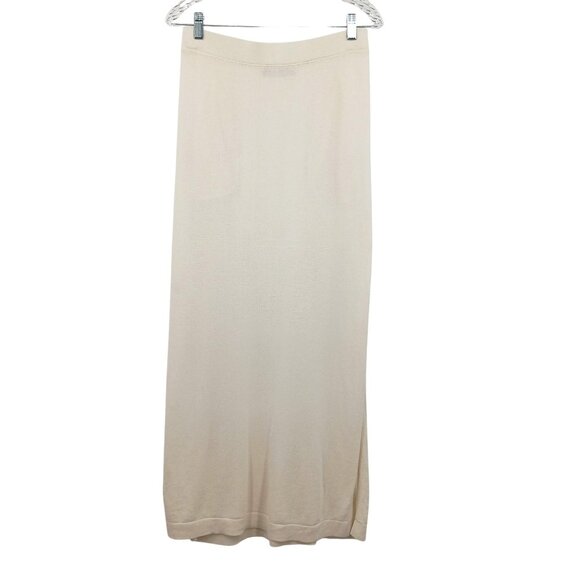 Peruvian Connection Cream DORSAY Midi Knit Skirt Medium Pima Cotton Modal Blend - Picture 2 of 14